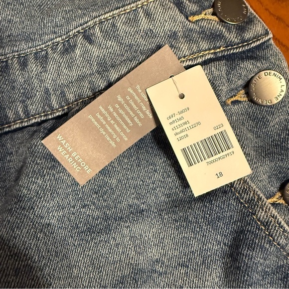 NEW Lane Bryant Boyfriend Short Denim Distressed Overalls Shortalls Sz 18 Casual - Picture 8 of 14